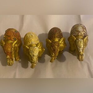 Set of 4 golden elephants decoration